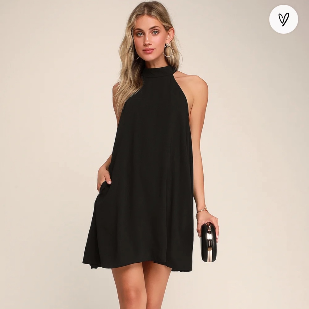 Black Halter Swing Dress